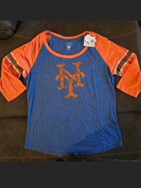 MLB Campus Lufestule New York Mets Womens Raglan Tee Size Large